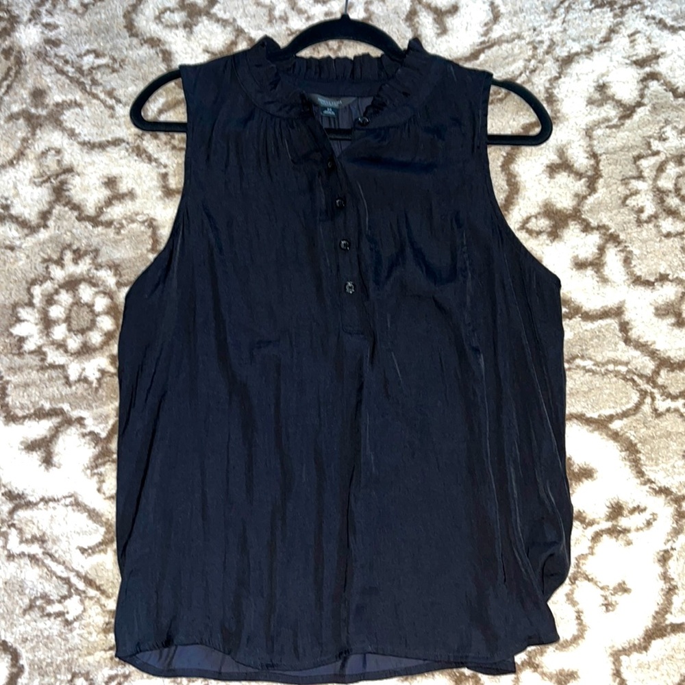 Simply Vera Wang Black Silky Henley Blouse